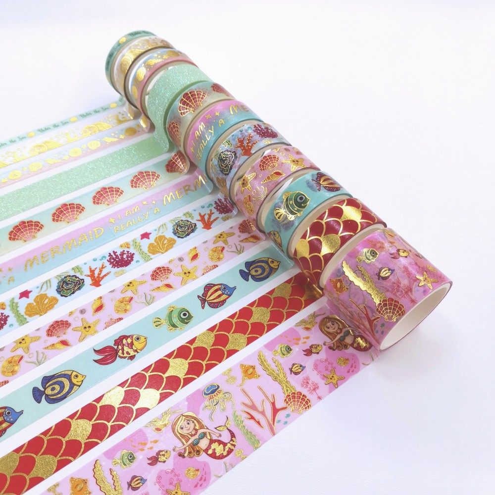 Mermaid Washi tape with Golden foil 11pc/set