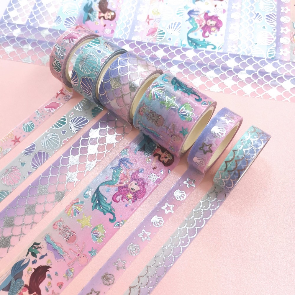 Mermaid Washi Tape set with Silver Foil