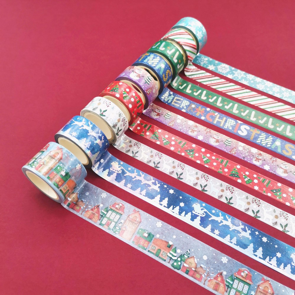 Merry Christmas silver foil Washi Tape set