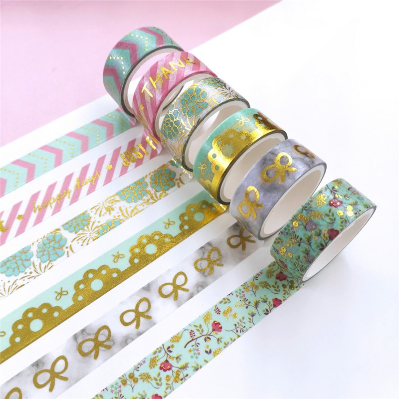 Flower Floral&bowknot golden foil Washi Tape set