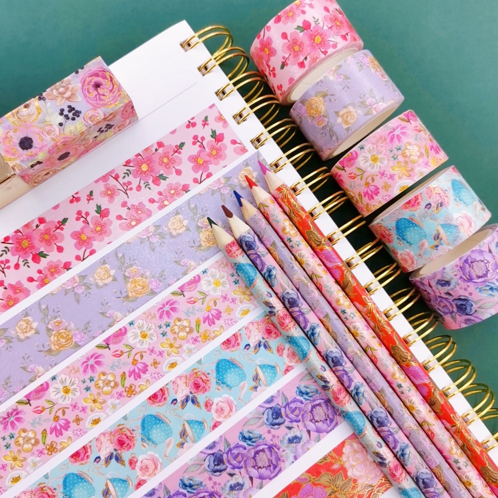 25mm width Floral washi Tape set with 6pc