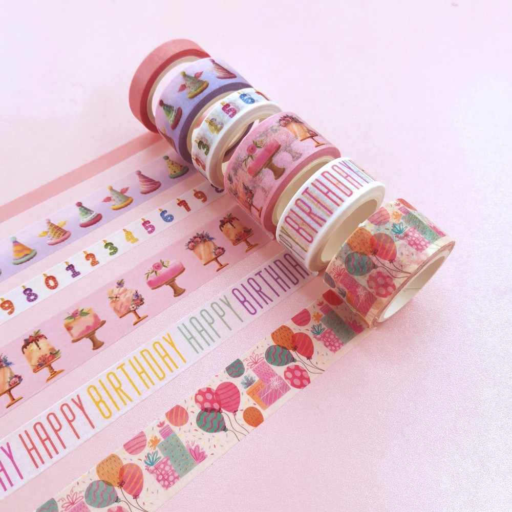 6PC Happy Birthday Washi Tape Set
