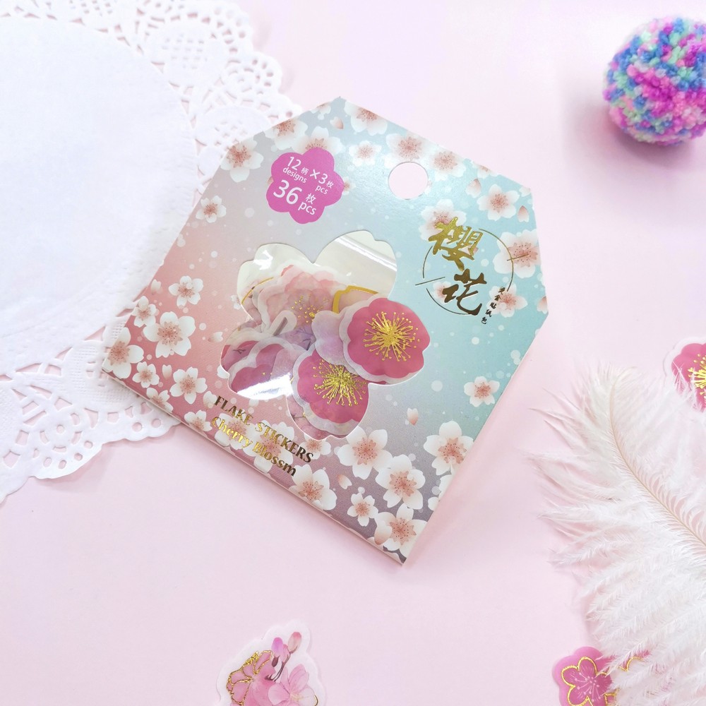 36pcs Cherry blossm foil sticker pack